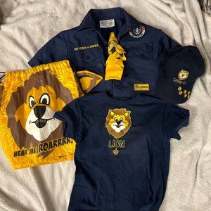 Cub Scout Lion Uniform Shirt, T-Shirt, Hat, Neckerchief w/ Slide, and Bag